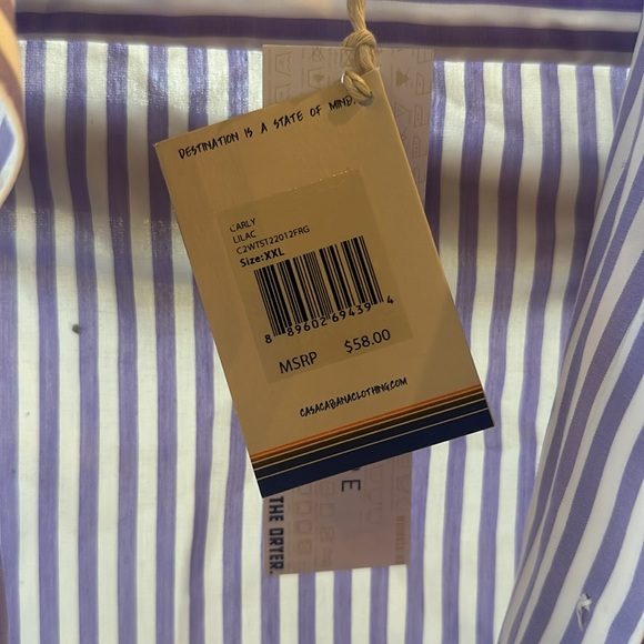 NWT STRIPED BUTTON DOWN BLOUSE - Picture 4 of 6